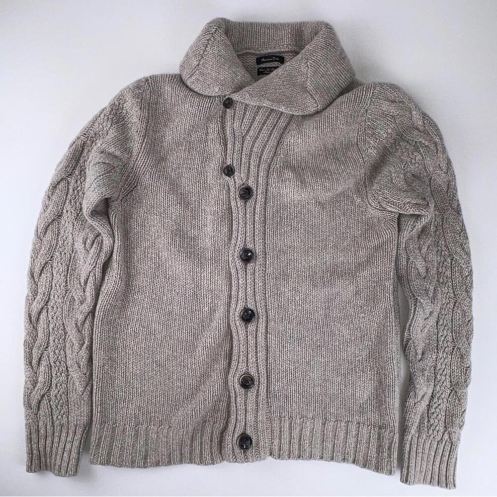 Luxury Blend Light Gray Cable Knit Cardigan Soft Girl Scandi Heritage Capsule